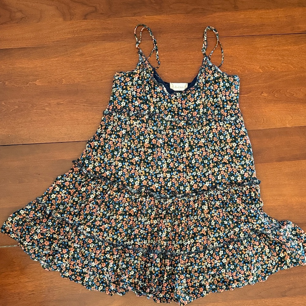 Altar'd State Navy Floral Mini Dress with Flowers - Adult Small